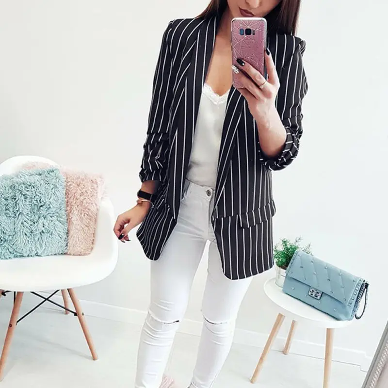 Autumn Female Blazer Long Sleeve Slim Fit Fashion Casual Blazers Office Women's Jacket Open Front Ladies Blazer Coats Autumn Female Blazer Long Sleeve Slim Fit Fashion Casual Blazers Office Women's Jacket Open Front Ladies Blazer Coats