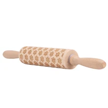 Деревянная Выгравированная рельефная рождественская ёлка, Олень Снежинка Скалка палка тесто ролик кухонный инструмент влагостойкий