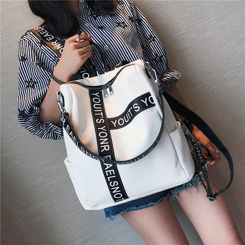 Bolsa de Viagem Mochila Feminina Novo Coreano Selvagem Escola Vento Estudante Bolsa Casual Cor Carta