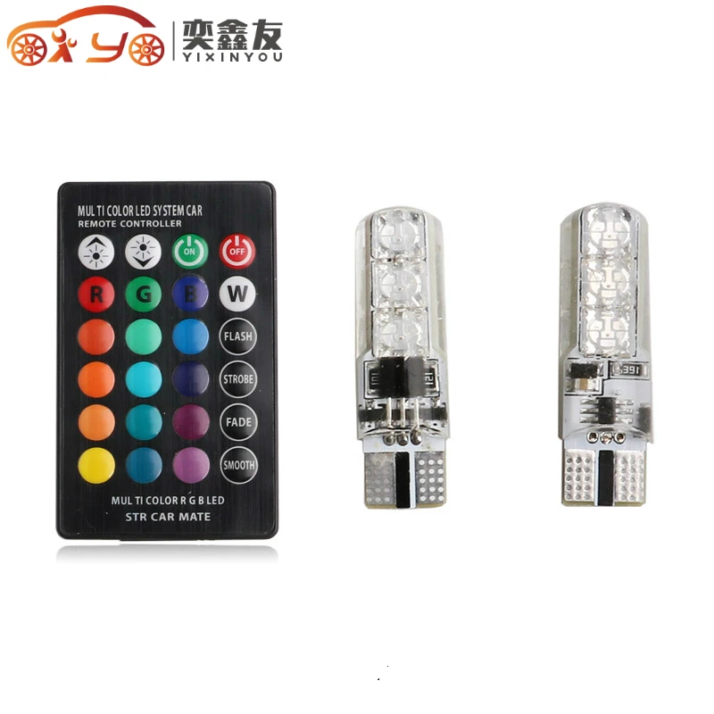YIXINYOU из 2 предметов Цвет Фул светодиодный изменить светильник t10 6 SMD 5050 RGB W5W