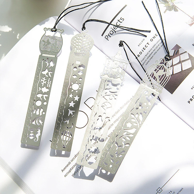 

Kawaii Cute Ruler Hot Air Balloon Hollow Metal Straight Rulers Bookmark Stationery List School Office Supplies Stationery sl1741