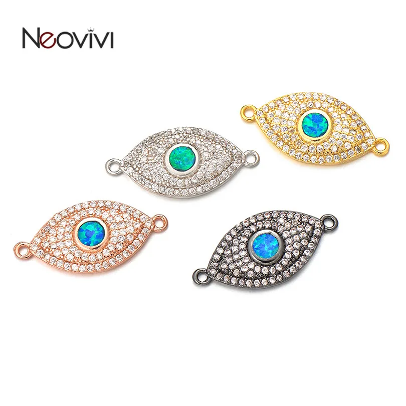 Neovivi Blue Opal CZ Trendy Devil's Eye Charm Women Men Bracelets Craft DIY Connector Cubic Zirconia Charms for Jewelry Making |
