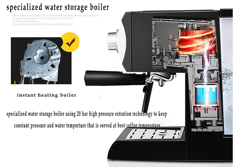 20 бар итальянская эспрессо Кофеварка полуавтоматическая кофемашина капучино латте маккиато мокко вспениватель молока
