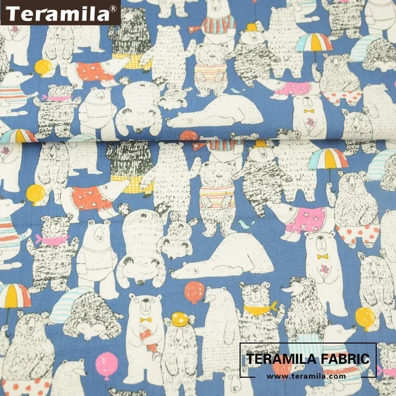 Teramila Fabric Cotton Twill Material Bed Sheet Cartoon Lazy Bears Design Clothing Bedding Scrapbooking Crafts Home Textile