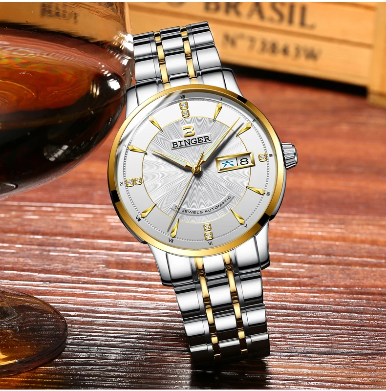 Швейцарские часы Binger мужские 2018 Роскошные брендовые автоматические механические мужские часы сапфировые наручные часы мужские reloj hombre