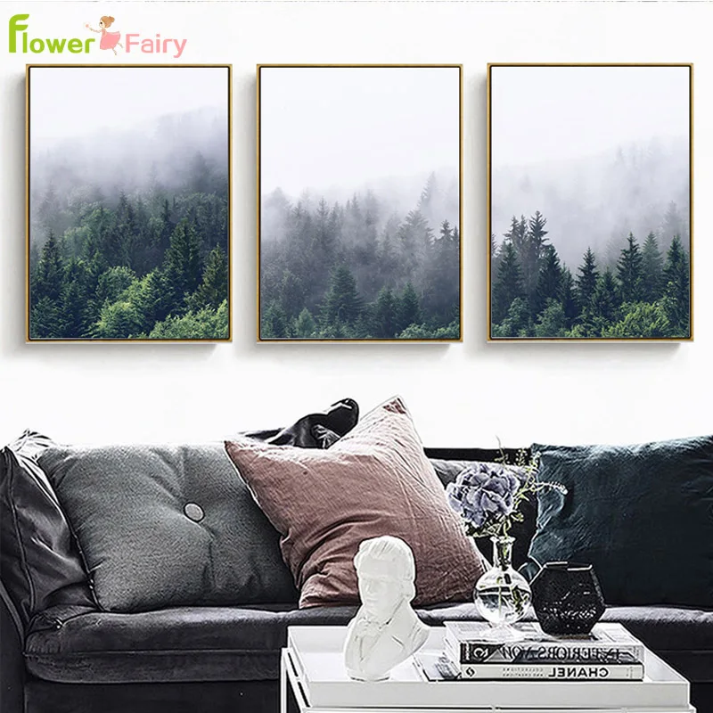 

Forest Mountain Nordic Poster Landscape Canvas Painting Picture Posters Living Room Wall Art Pictures Prints Home Decor Unframed