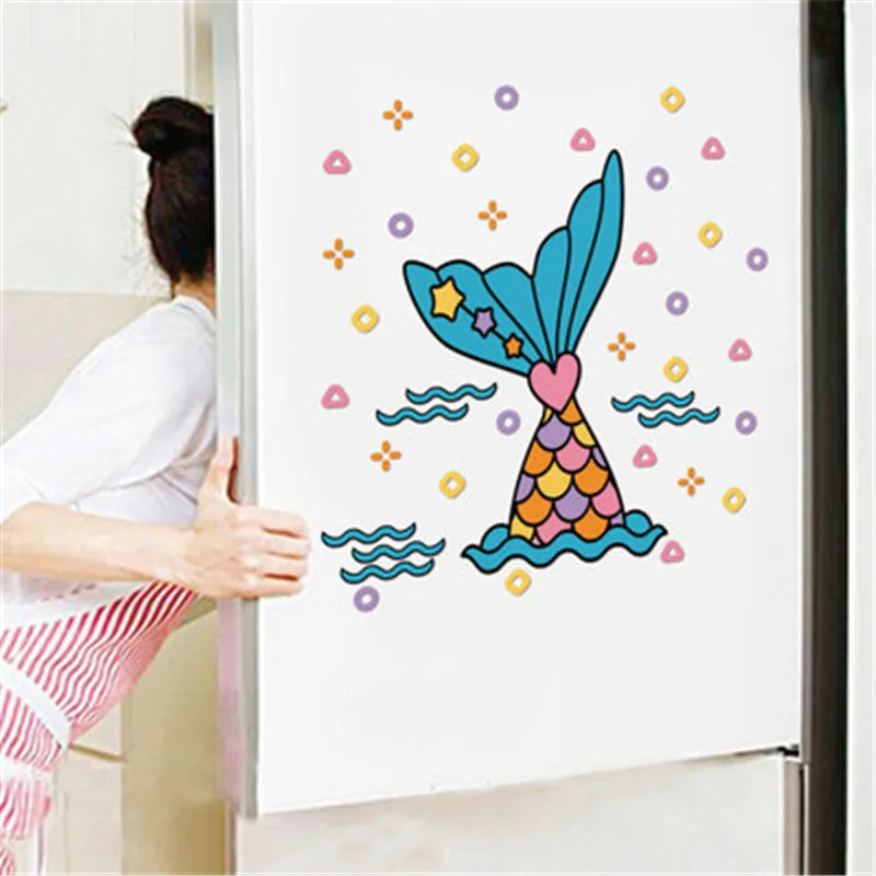 

Cartoon Mermaid Unicorn Refrigerator Sticker Kitchen Wall Sticker Creative Bathroom Toilet Stickers Muurstickers Art Wall Decal