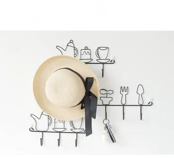 

1PC Fashion Kettle Pot Styles Metal Iron Wall Door Mounted Rustic Clothes Coat Hat Key Hanging Decorative Wall Hooks JL 252