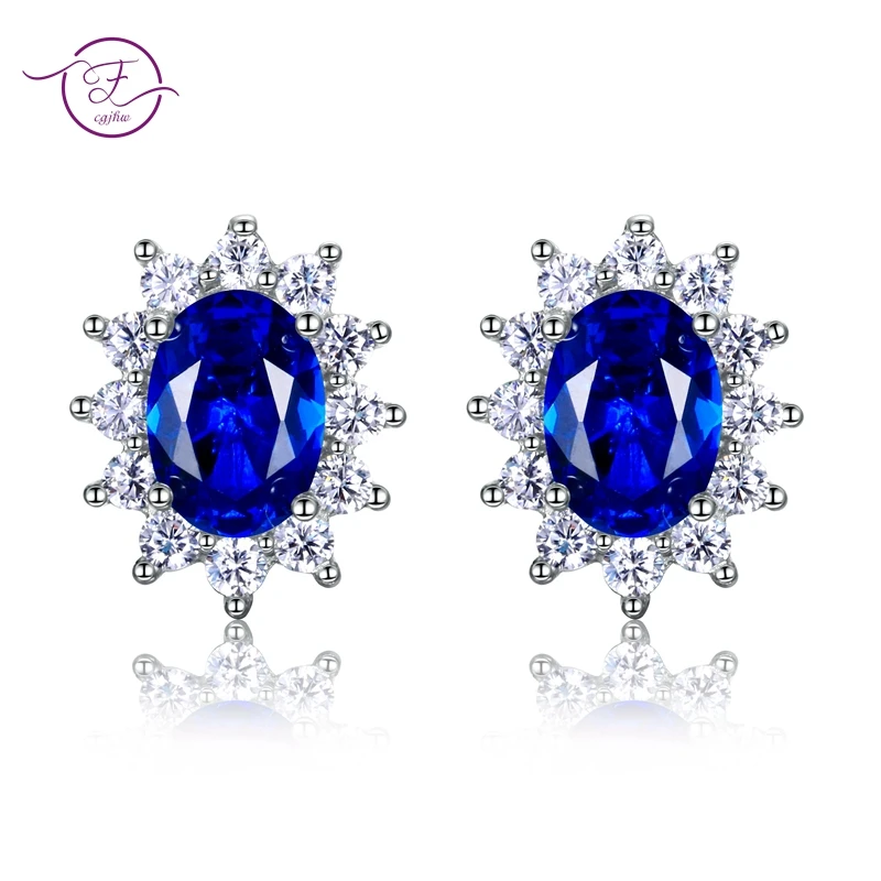 

Stud Earrings Silver 925 Jewelry Snowflake Blue Spinel With AAA Cubic Zircon Hot Sale Wedding Engagement Party Christmas Gifts