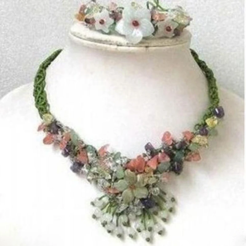 

NEW Women's Handcrafted Natural Flower Jewelry Necklace & Bracelet sets 5G48DY