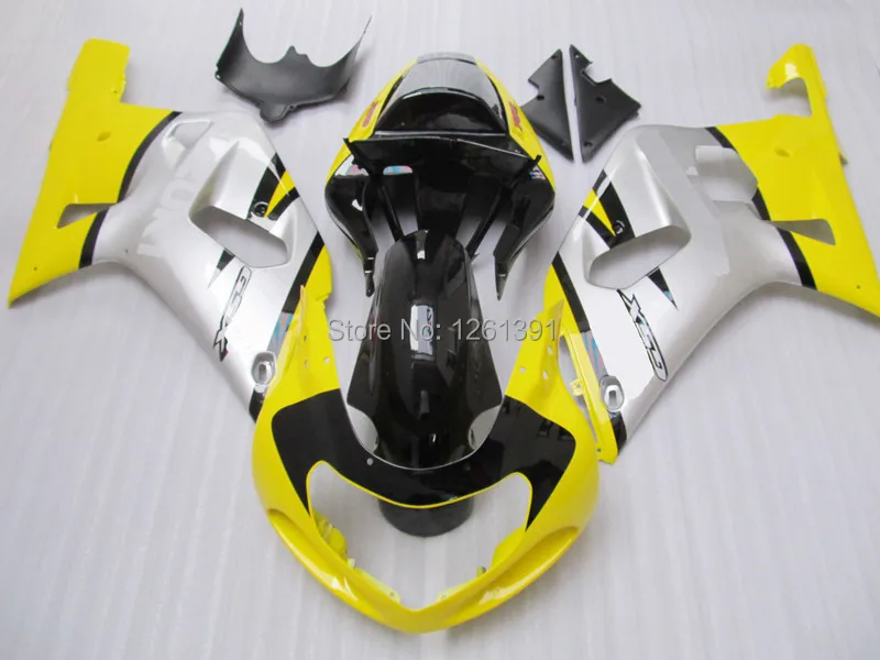 Yellow Silver Fairing for SUZUKI 2001 2003 GSXR600 750 01 02 03 GSXR600