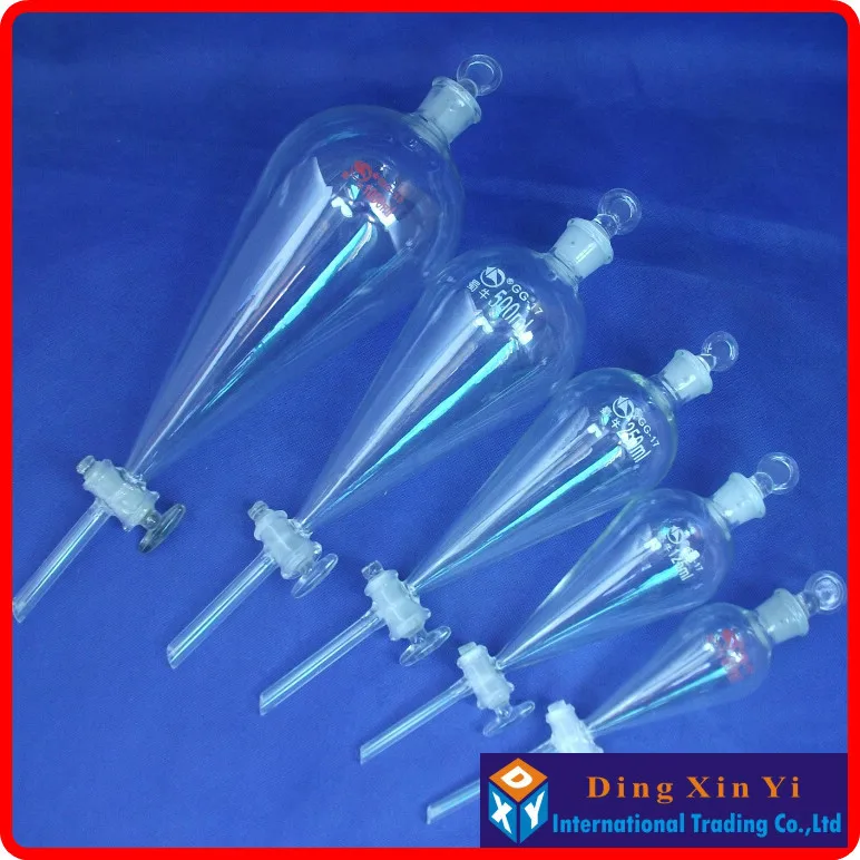 Glass Separatory Funnel 500ml pear shape separatory funnel glass pear-shaped funnel Separatory Funnel squib pear shape ground-in glass stopper