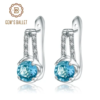 

Gem's Ballet 0.99Ct Natural Swiss Blue Topaz Wedding Anniversary Stud Earrings 925 Sterling Silver Fine Jewelry for Women