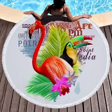 Креативный Фламинго Лето Большой микрофибры с принтом, Круглый, пляжный полотенца с кисточкой богемные банные полотенца коврик-шарф 150x150 см