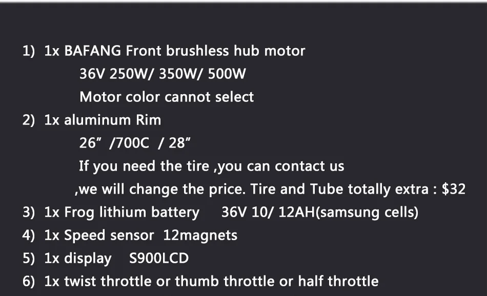 Clearance BAFANG Motor Wheel 36V 250W 350W 500W Electric Bike Conversion Kit with 36V 10AH 12AH Lithium Battery 26" 700C 28" Ebike Kit 7