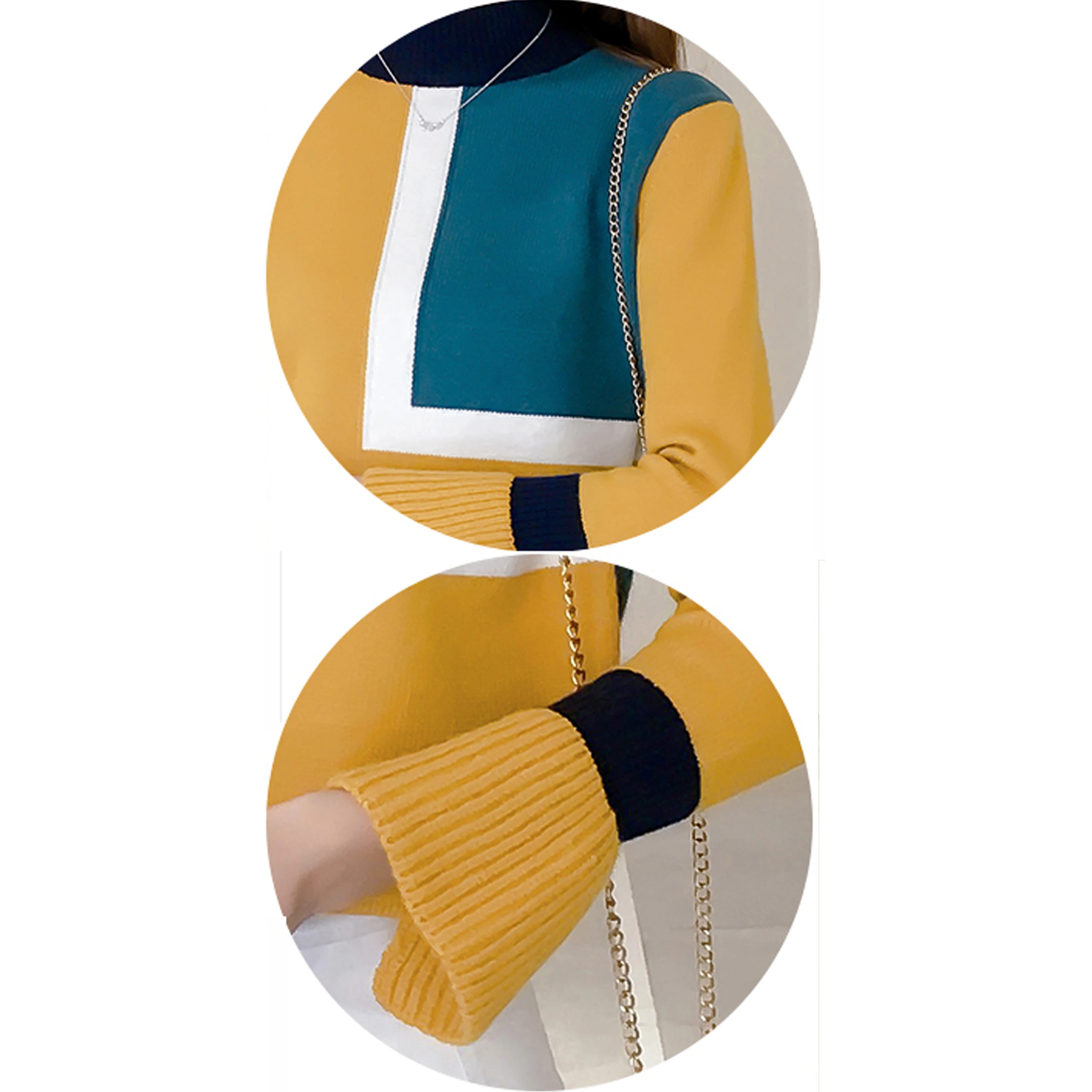 Half turtle neck yellow striped long sleeve sweater Women 2018 new Autumn Winter Korean version short bottom sweater top 185J2 Half turtle neck yellow striped long sleeve sweater Women 2018 new Autumn Winter Korean version short bottom sweater top 185J2