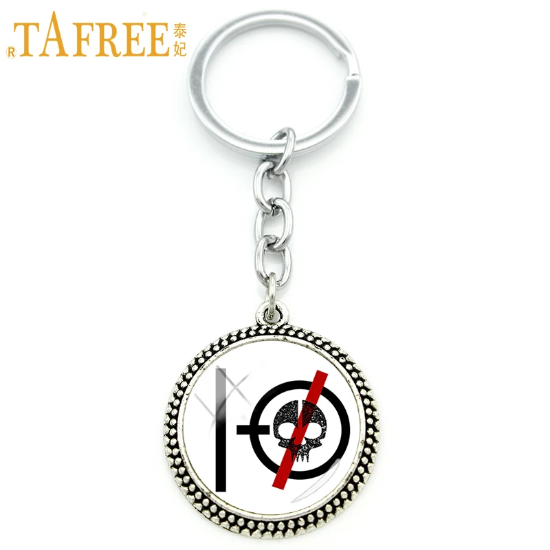 

TAFREE Twenty One Pilots Music Band Key Chain as a special birthday offer Keychain for like Hip-Pop round Glass jewelry H261