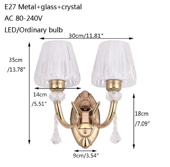 В современном винтажном стиле из металла стекло двойной настенный светильник светодиодный E27 220 V Роскошный блеск настенный светильник в простом стиле для гостиной, спальни, Ресторан прикроватная бар - Цвет абажура: B