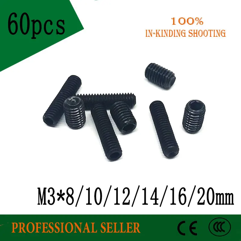 60 шт. M3 * 8/10/12/14/16/20 мм метрическая резьба паз черный шестигранный разъем для