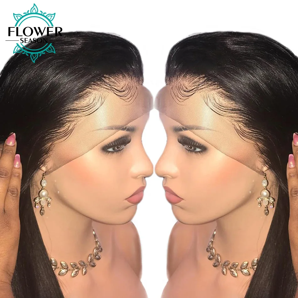 

FlowerSeason 5x4.5 Full Lace Silk Base Human Hair Wigs With Baby Hair Indian Remy Hair Silky Straight Pre Plucked For Women