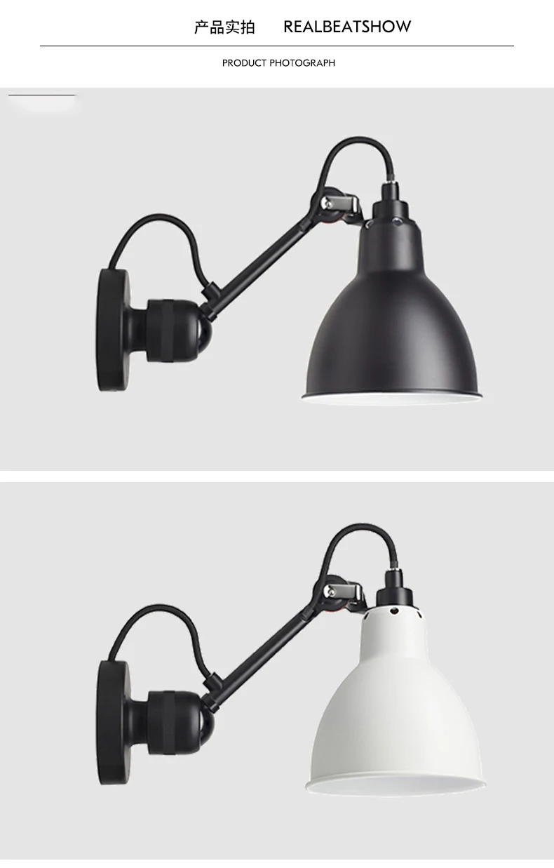Luzes da Lâmpada de Parede para Leitura Flexível do Vintage Lâmpada de Parede Moderno Ajustável Longo Braço Oscilante 360 Graus Rotatable Preto Metal Led 9 Cheap Luminárias de parede