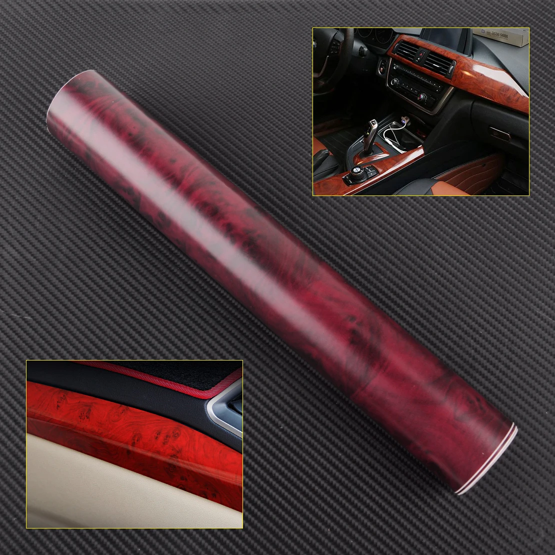 CITALL 100 x 30cm Car Auto Interior DIY PVC Birdseye Wood Grain Textured Sticker Roll Wrap Decal
