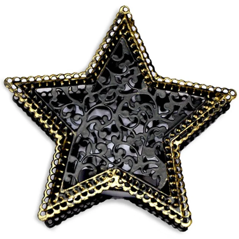 

Moroccan Warm White 3D Metal Candlestick Candles Five-pointed Star Candlestick Light For Home Shop Bar Decoration