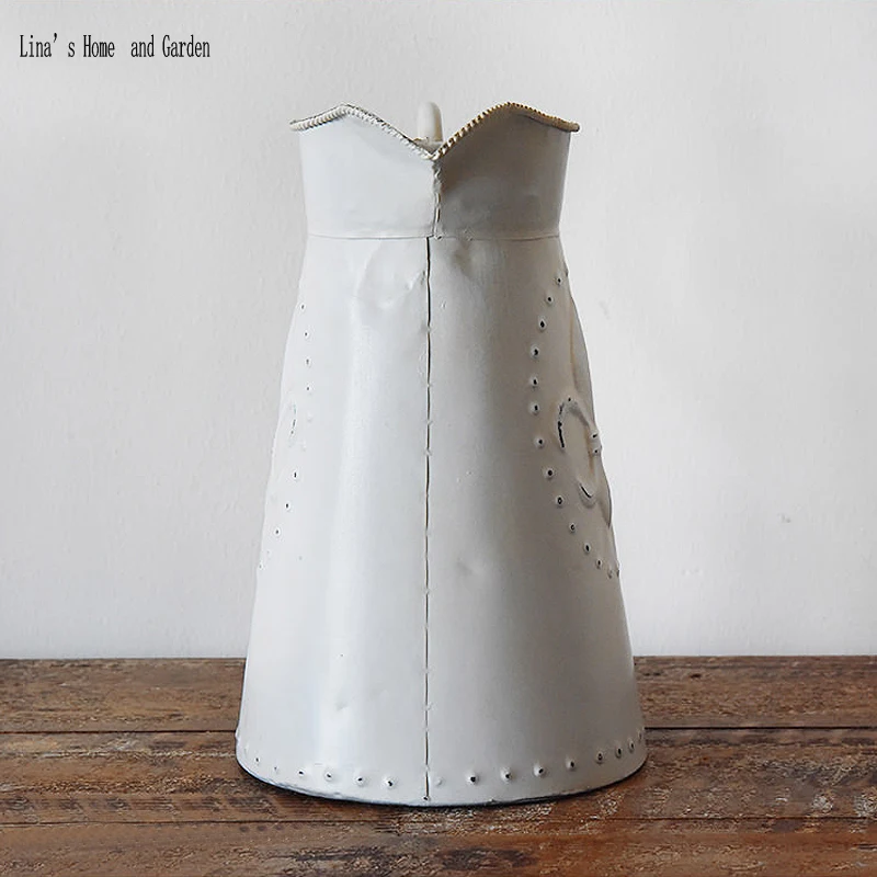 Ручная работа белая ретро винтажная металлическая Лейка Цветочная ваза