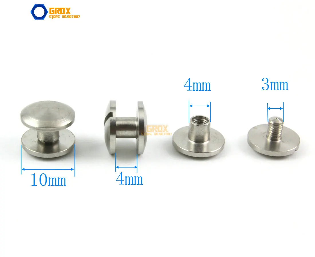 25 компл. 10*4 мм 304 Нержавеющая сталь заклепки Chicago винт для кожаного ремесла Cambered Head