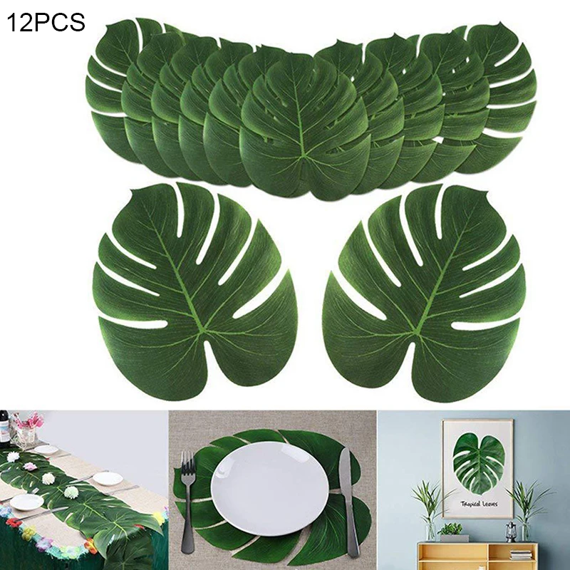 

12PCS Artificial Tropical Palm Leaves for Hawaiian Easter Theme Party Decorations Home Table Decorative Artificial Plant Leaves