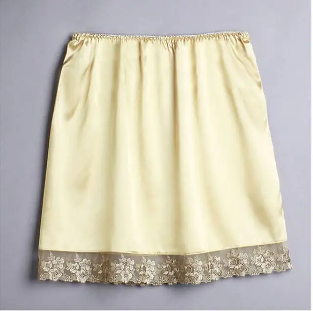 WS0007 Women's 100 polyester smooth silk fell short half Slip solid