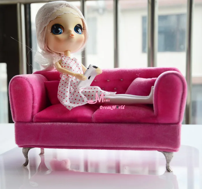 Розовый двухместный диван 1/6 шкала для куклы Кукольный Миниатюрный 1:6 Масштаб