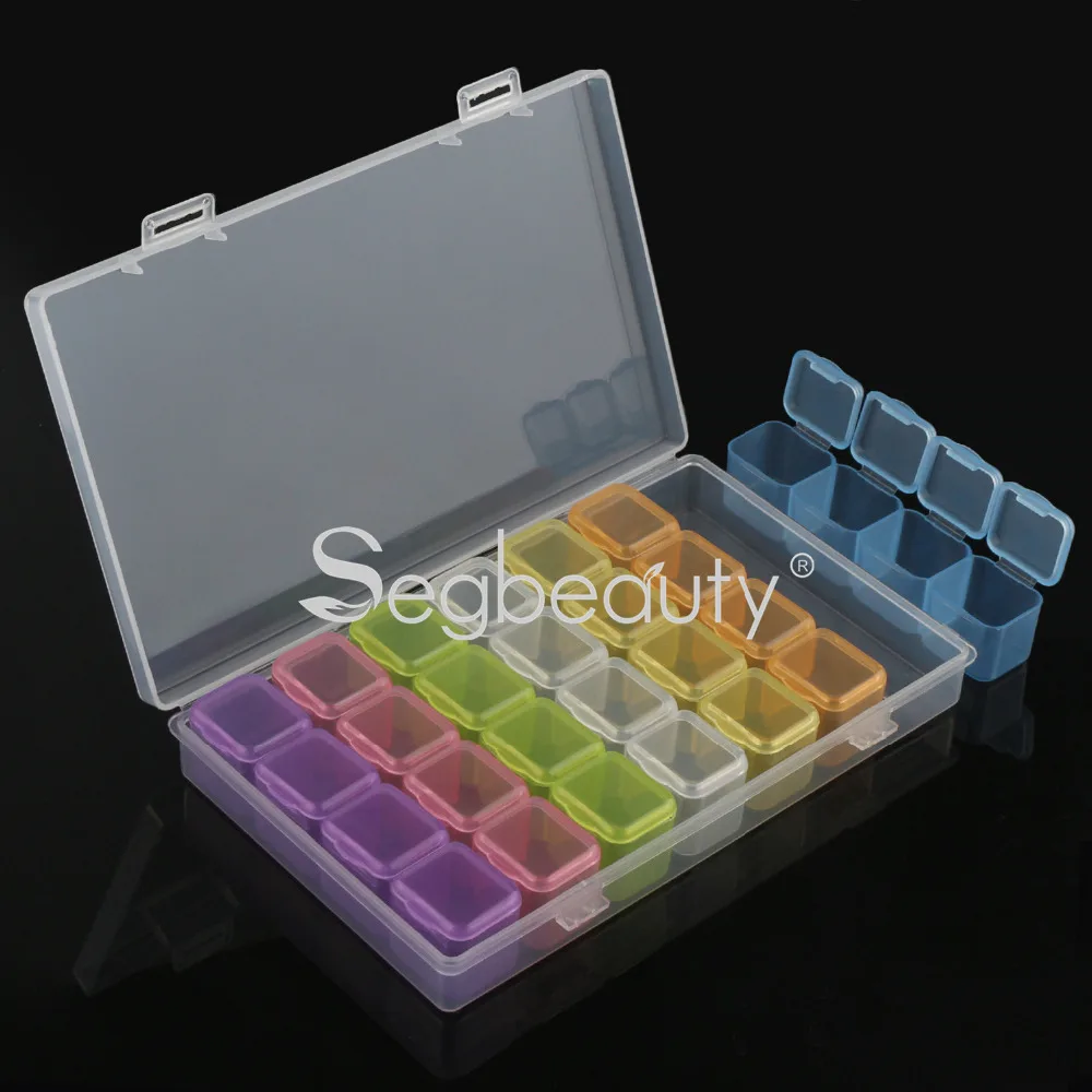 Transparent Jewelry Organizer Clear Bead Container 28 Compartments with Secure Lids Removable