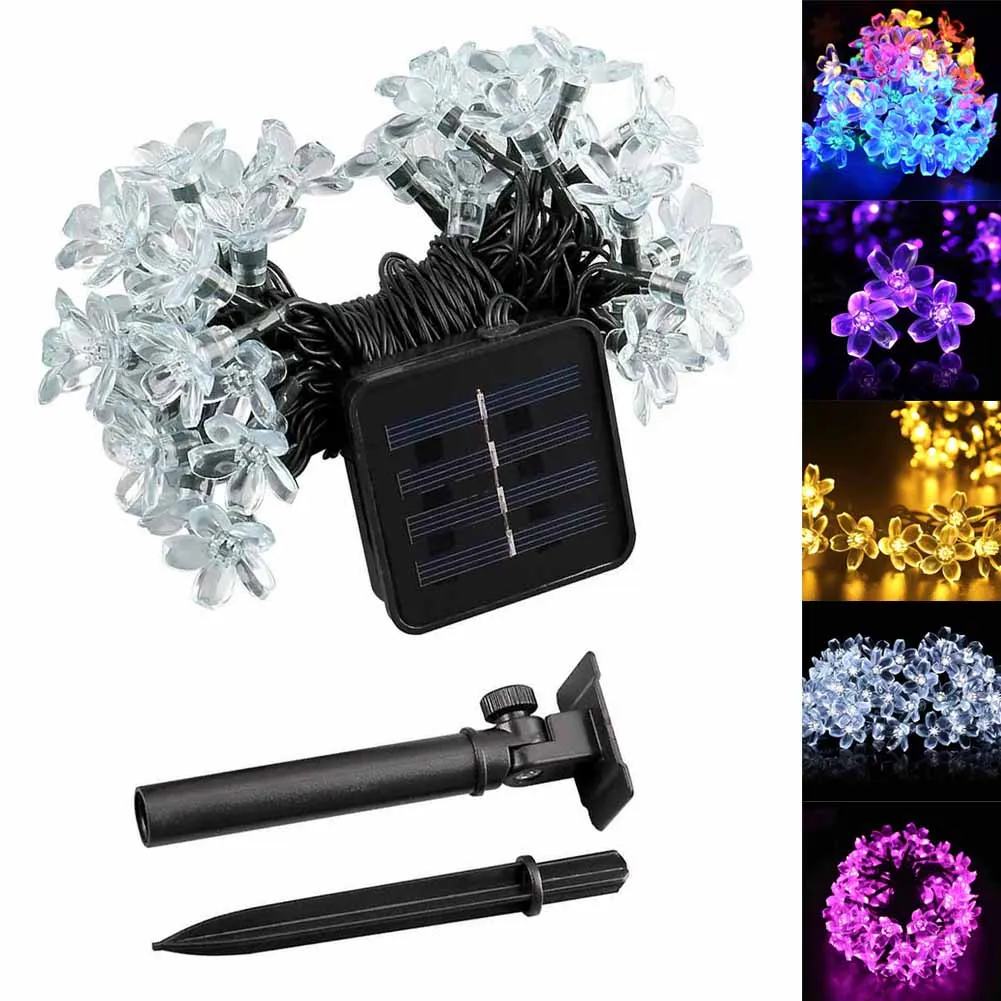 

Newest Solar Power String Lights 50 LED Peach Blossom Decorative Garden Lawn Patio Trees Wedding Party @8