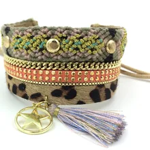 Новые леопардовые Европейские поставщики драгоценностей кожаный браслет wrap браслет конский волос панк Кристалл браслет для женщин девушек