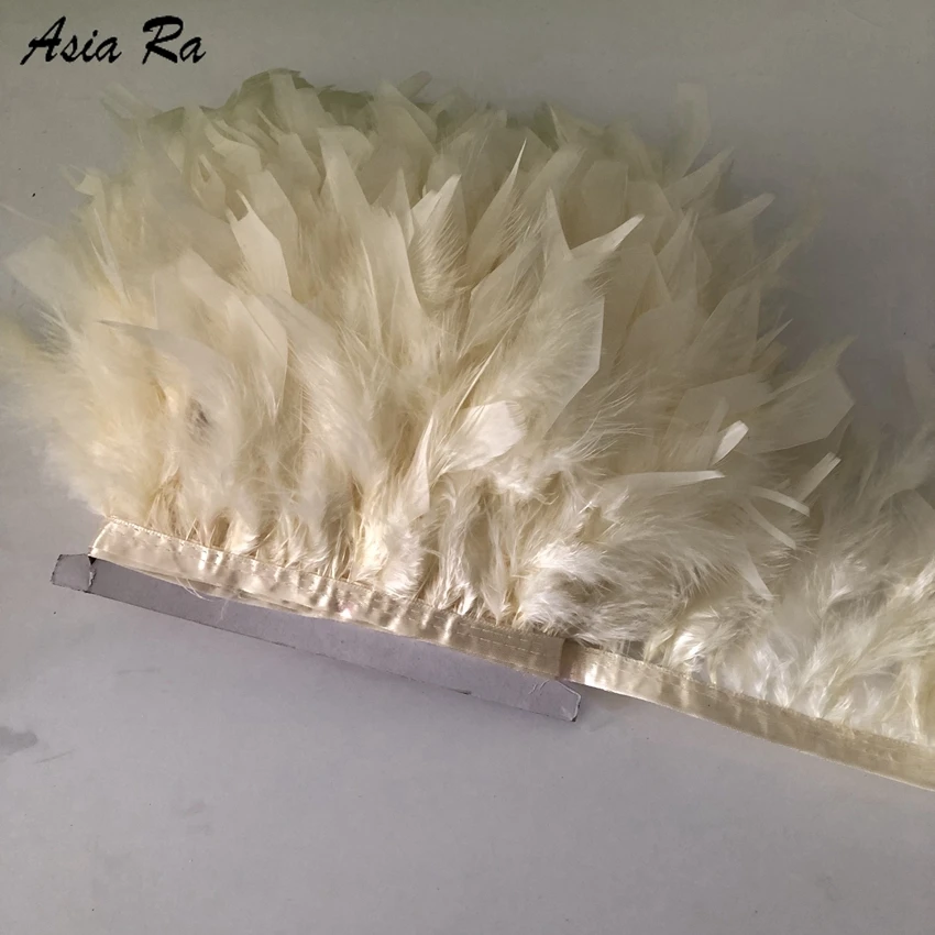 10Meters Beige Dyed Turkey Feather Fringe Trim 4-6inch Marabou Feathers Trimming Skirt Dress Trims Ribbon Feathers for Crafts