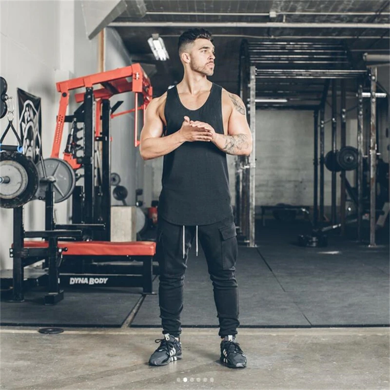 Brand gym clothing cotton singlets canotte bodybuilding stringer tank top men fitness shirt muscle guys sleeveless vest Tanktop