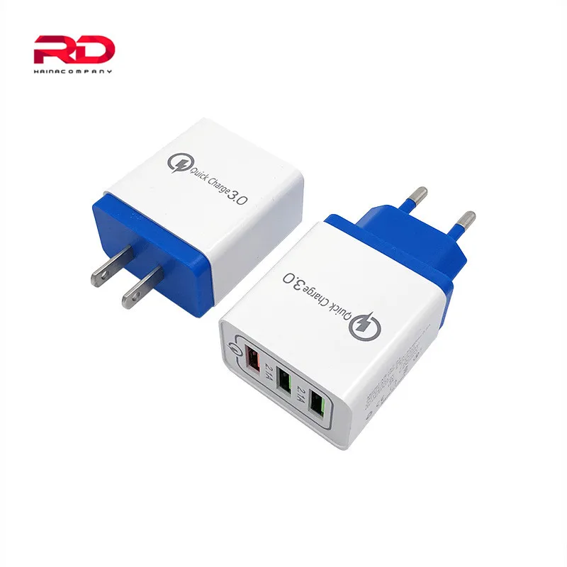 

Portable charger 3 Port Quick Charger 30W 3 USB Charger QC 3.0 For iPhone iPad Samsung Huawei Fast Wall Charger EU US UK plug