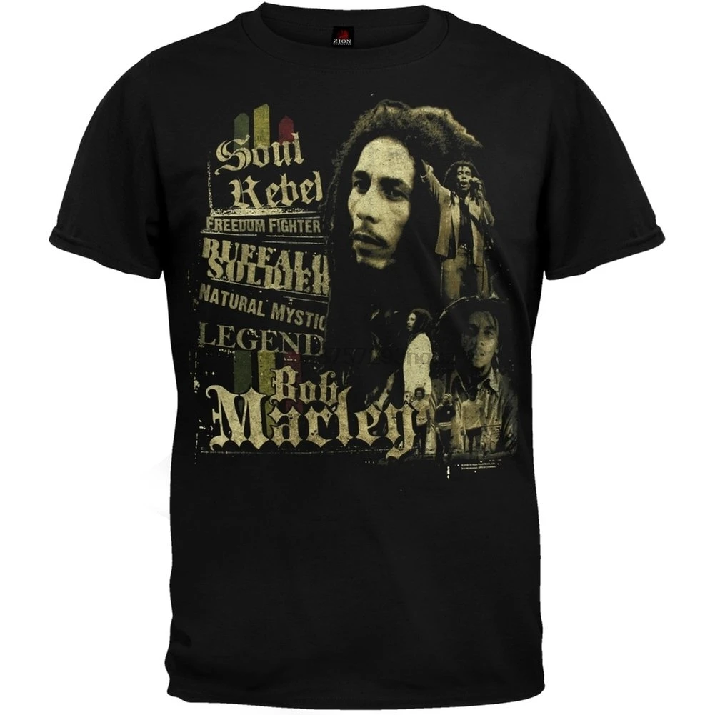 Bob Marley Мужская музыкальная футболка большой черный|Футболки| |