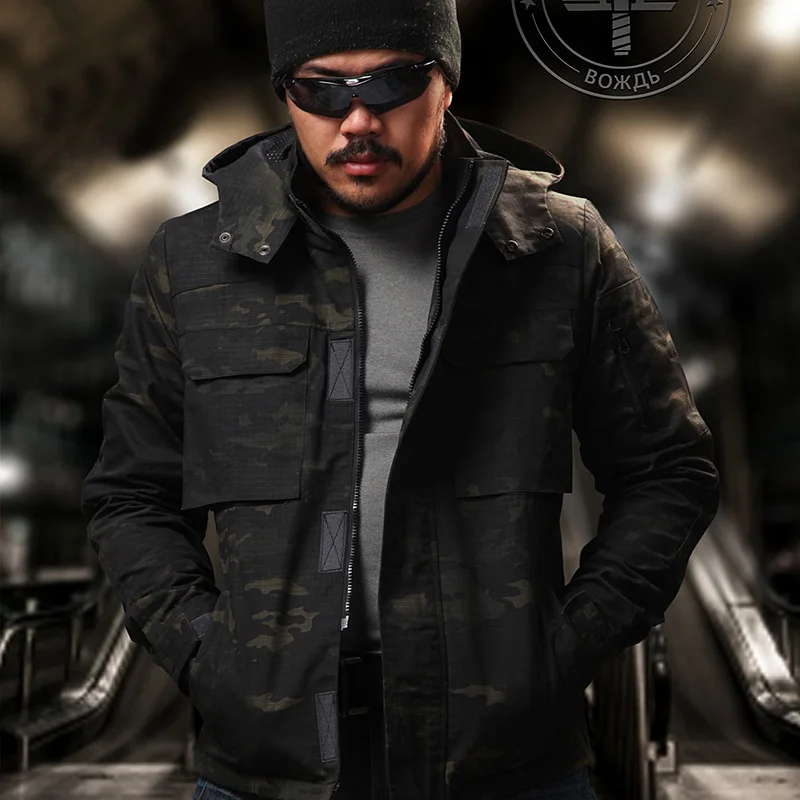 Новая камуфляжная куртка на молнии с капюшоном Ripstop капюшоном|ripstop jacket|black field