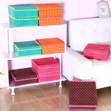 

BF050 Foldable box with cover Non-Woven heart design Storage Boxes for Bra Socks Briefs Scarf 12case 30*30*12cm
