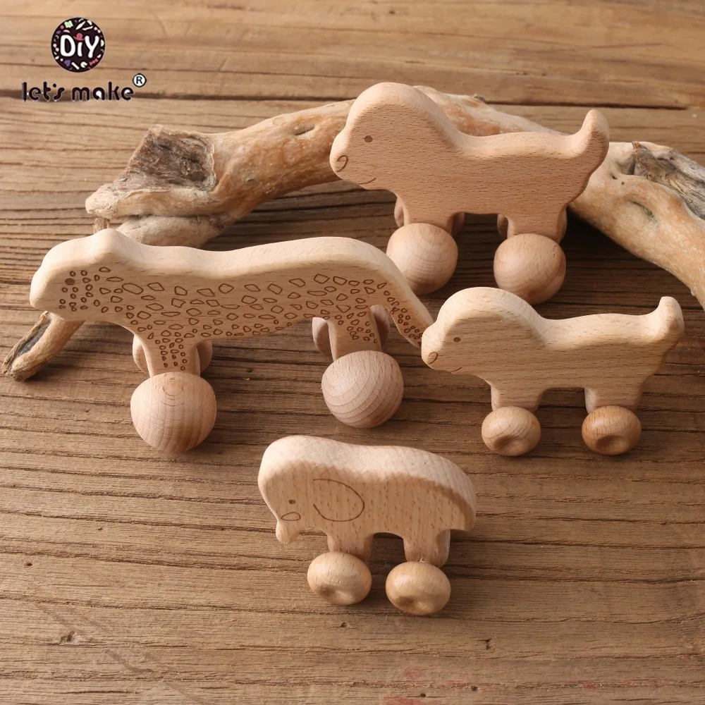Давайте сделаем из бука деревянные животные 1 шт. собаки автомобиль мультфильм Слоны Монтессори игрушки для детей прорезывание зубов Уход за ребенком прорезыватели