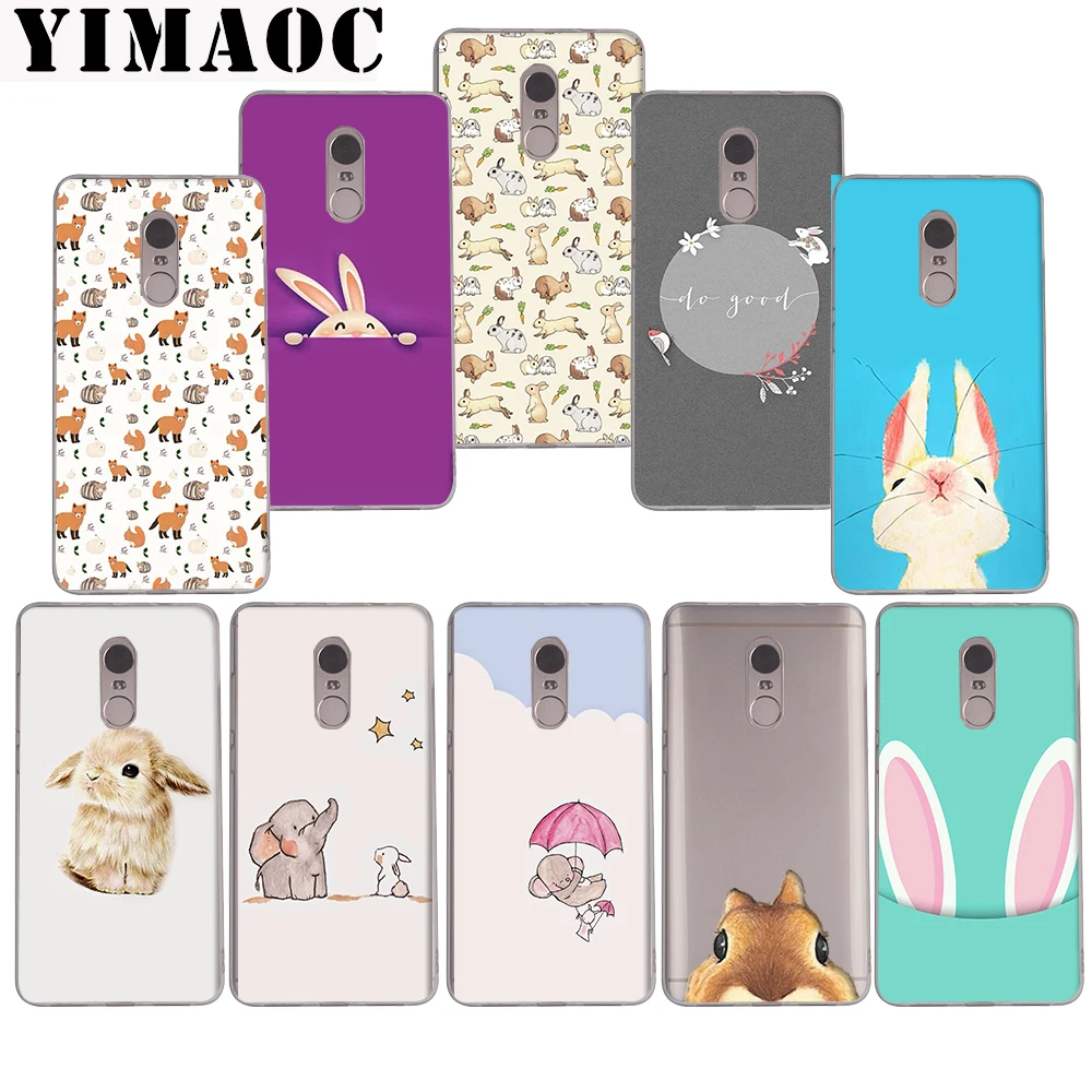 

YIMAOC Cute little rabbit pet Soft Case for Xiaomi Mi a1 a2 f1 6 8 lite se mix 2s Redmi 5 6 6a S2 Plus 5A Note 5 6 Pro 4 X