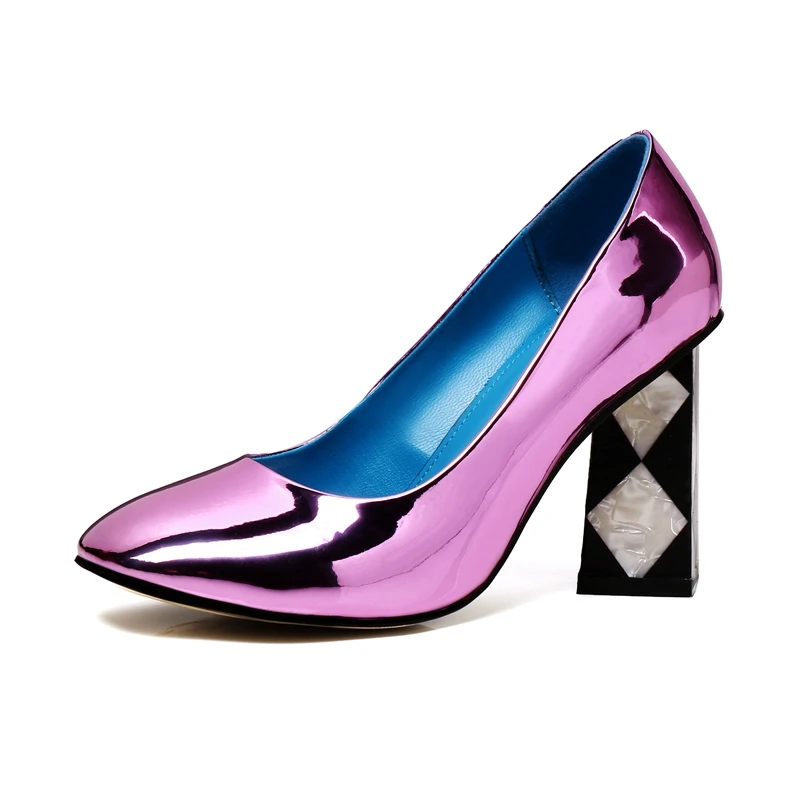 

2018 N Women's High Heels Patent Leather Slip On Pumps Shoes Summer Style Shoes Woman Pumps Black Ladies Wedding Party Shoes