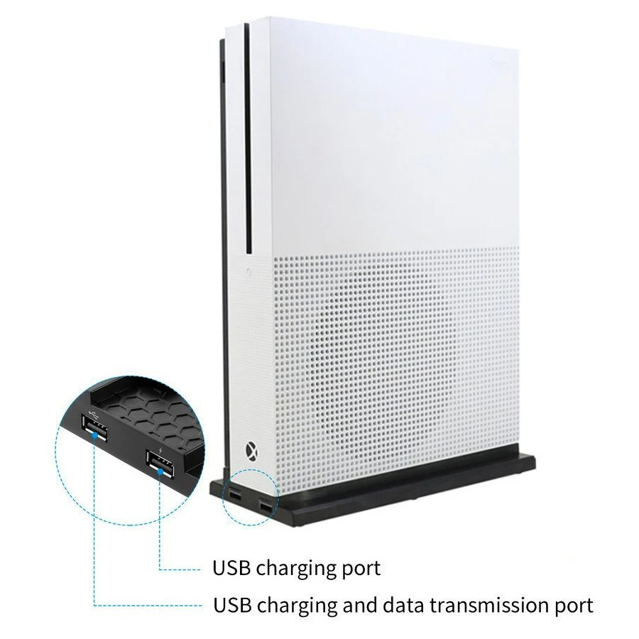  for Xbox One Slim Cooling Dock Vertical Stand Built-in 3 High Speed Fans 2-Port USB Charging & Data