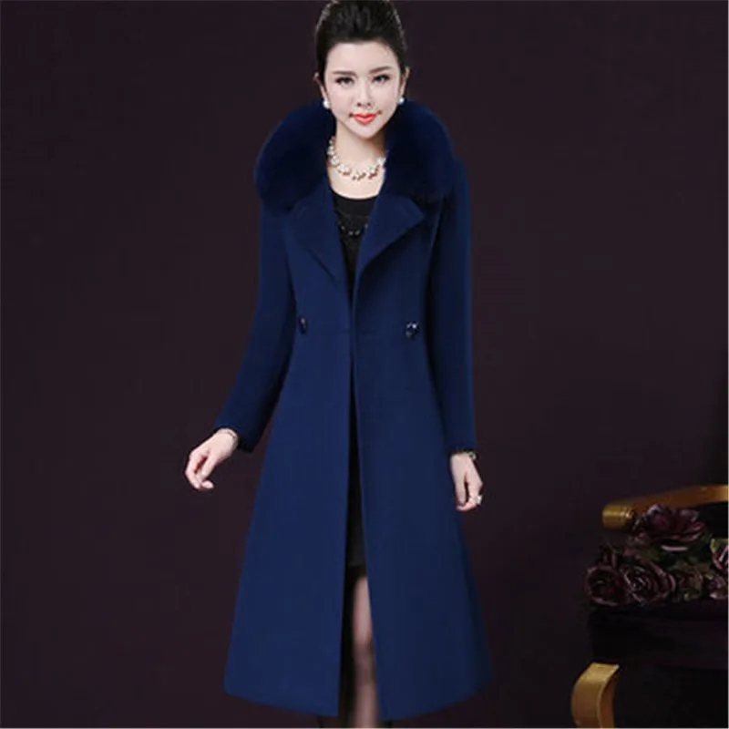 Col Hiver light red De Q012 Faux navy Fuchsia Tan Plus Wine Manteaux Drap Épaisse 2018 Fourrure Veste Taille Chaude Femmes Blue black La Automne Laine Survêtement Renard Ioqrcjv BxwHqEat
