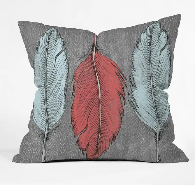 Modern Stylish Indiana Feather Cartoon Pillow Linen Cushion Pillow