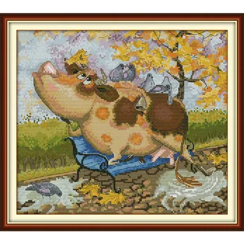

cross stitch DMC Cross Stitch Kits Animal The fruit and flowers DIY Needlework for Embroidery Knitting Needles Crafts