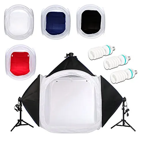 

Abeststudio 80CM Photography Light Tent 405W Soft Box Lighting Photo Studio Backdrop Kit