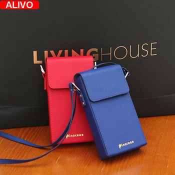 

ALIVO Fashion Women Pouch with Magnetic and Lanyard For iPhone 6s Plus Case below 6.0' high quality PU Leather Card Wallet Bag